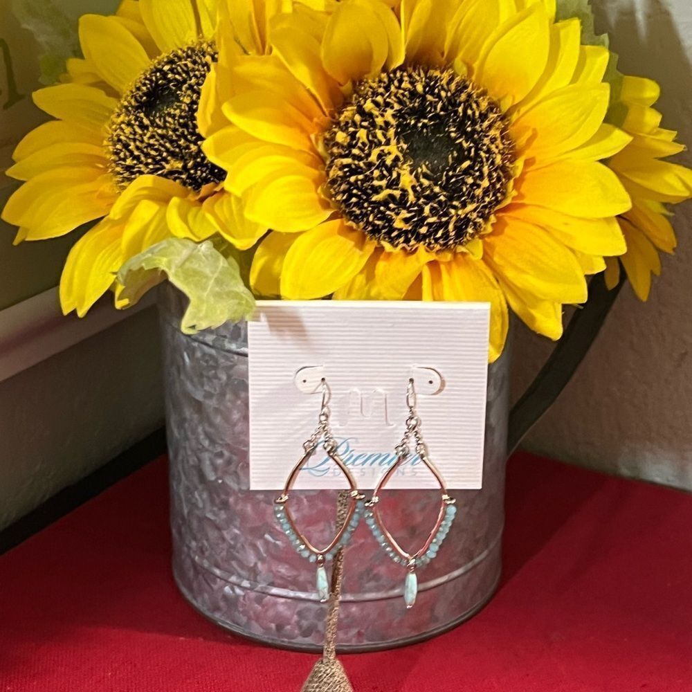 Premier Designs Happy Silver Earrings With Blue Stones #PDER